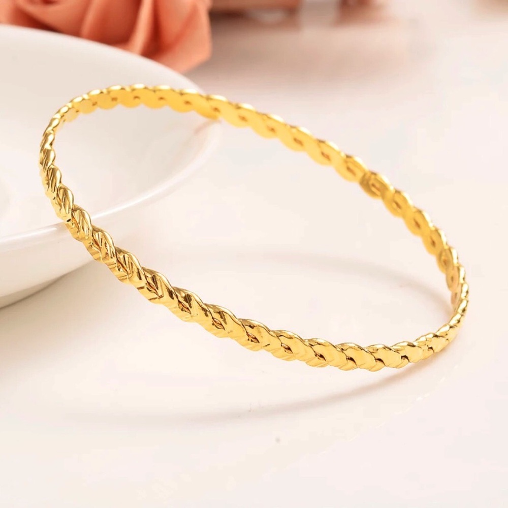 24K Plated Gold Bangle Bracelet 2 pc